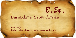 Barabás Szofrónia névjegykártya
